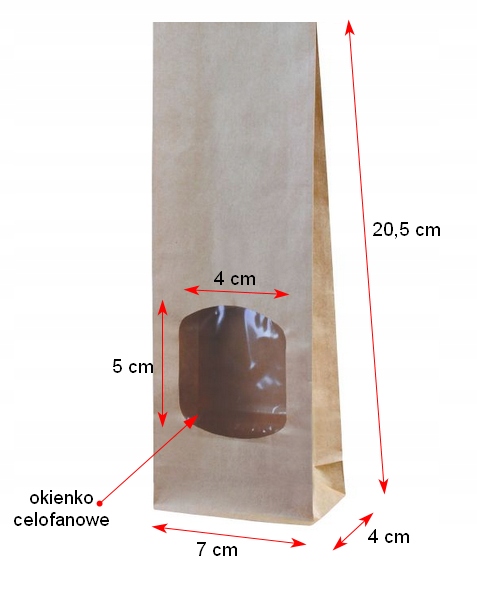 TOREBKI PAPIEROWO-CELOFANOWE z okienkiem 20/4/7 cm Marka inna
