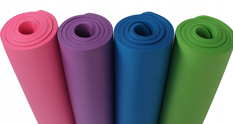 NIEBIESKA MATA GIMNASTYCZNA DO ĆWICZEŃ JOGI PILATESU FITNESS + TORBA, PASEK Grubość 1 cm