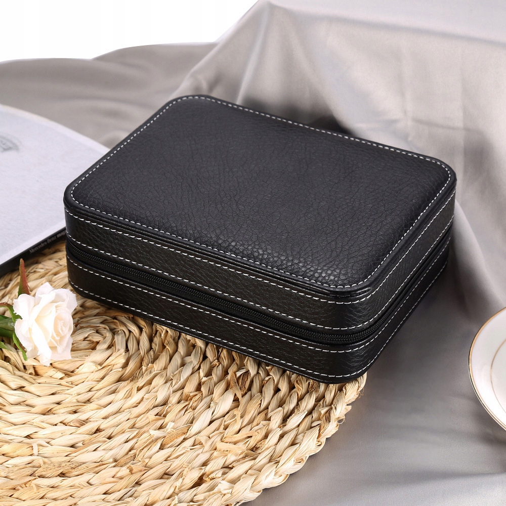 ETUI PODRÓŻNE NA 4 ZEGARKI CZARNE ORGANIZER PUDEŁKO TORBA PODRÓŻNA C10 Kolor czarny