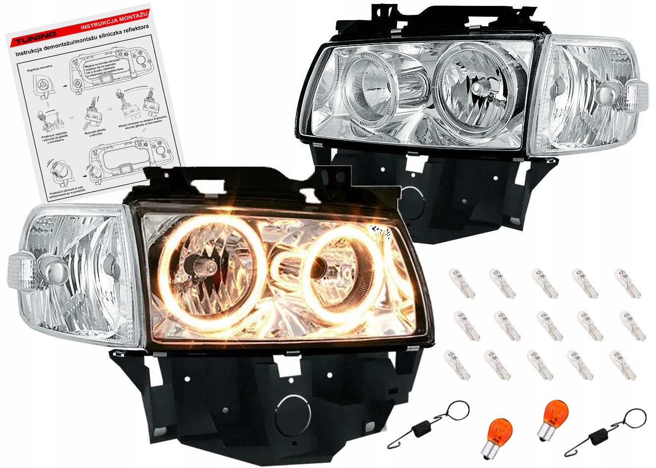 Vw Transporter T4 lift 96-03 Lampy přední světlomety Chrom kroužky H7