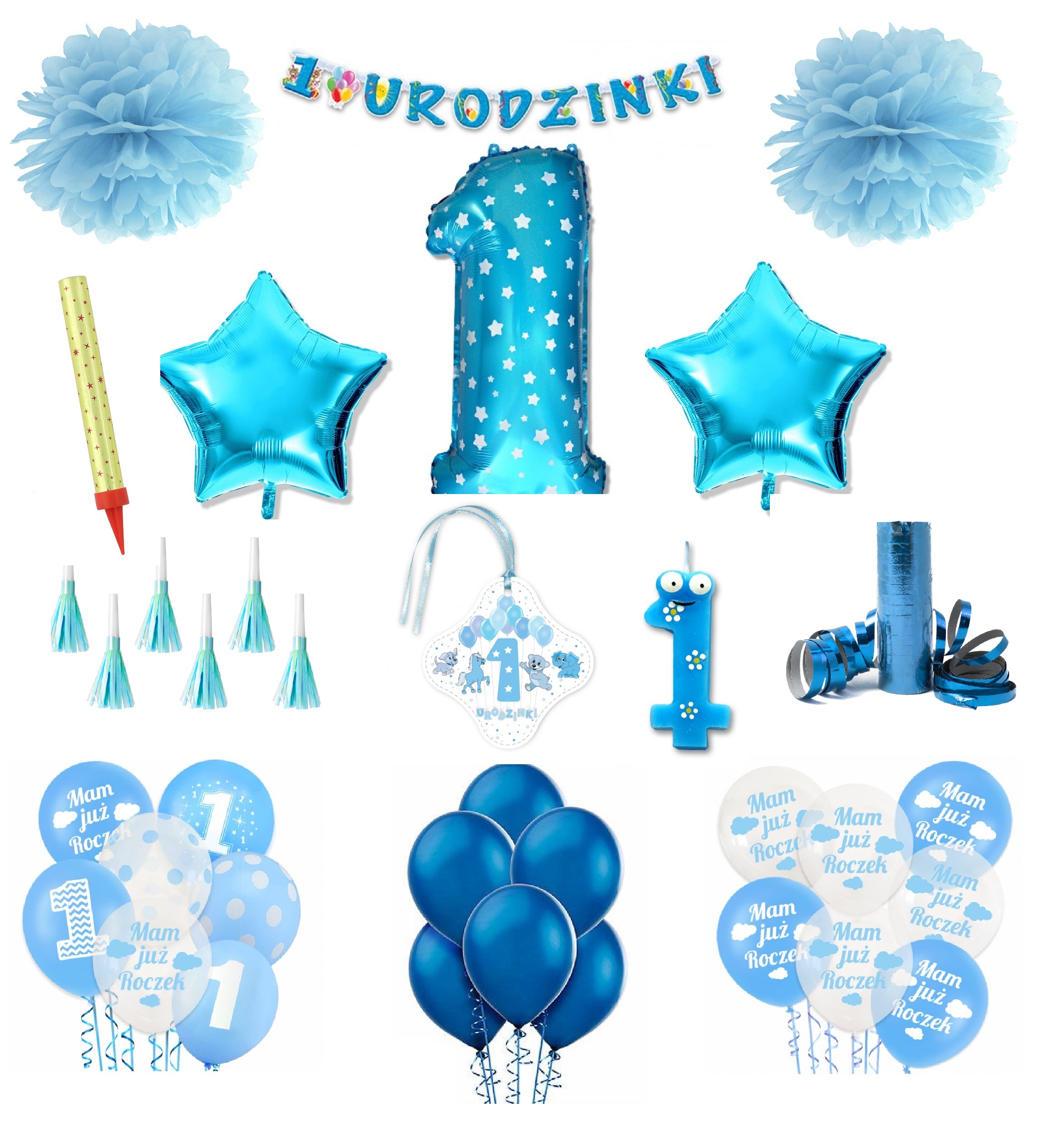 

Zestaw XL Kraina Bajek Pierwsze Urodziny Balony
