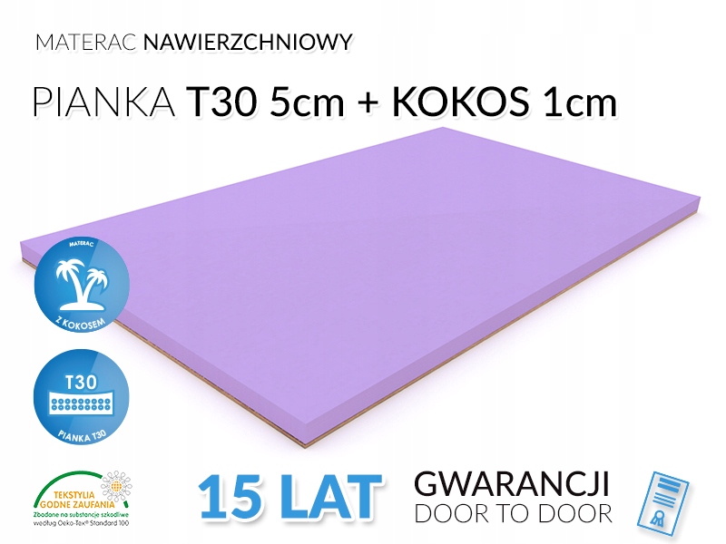 USZTYWNIAJĄCA MATA NA MATERAC PIANKA KOKOS 60X200