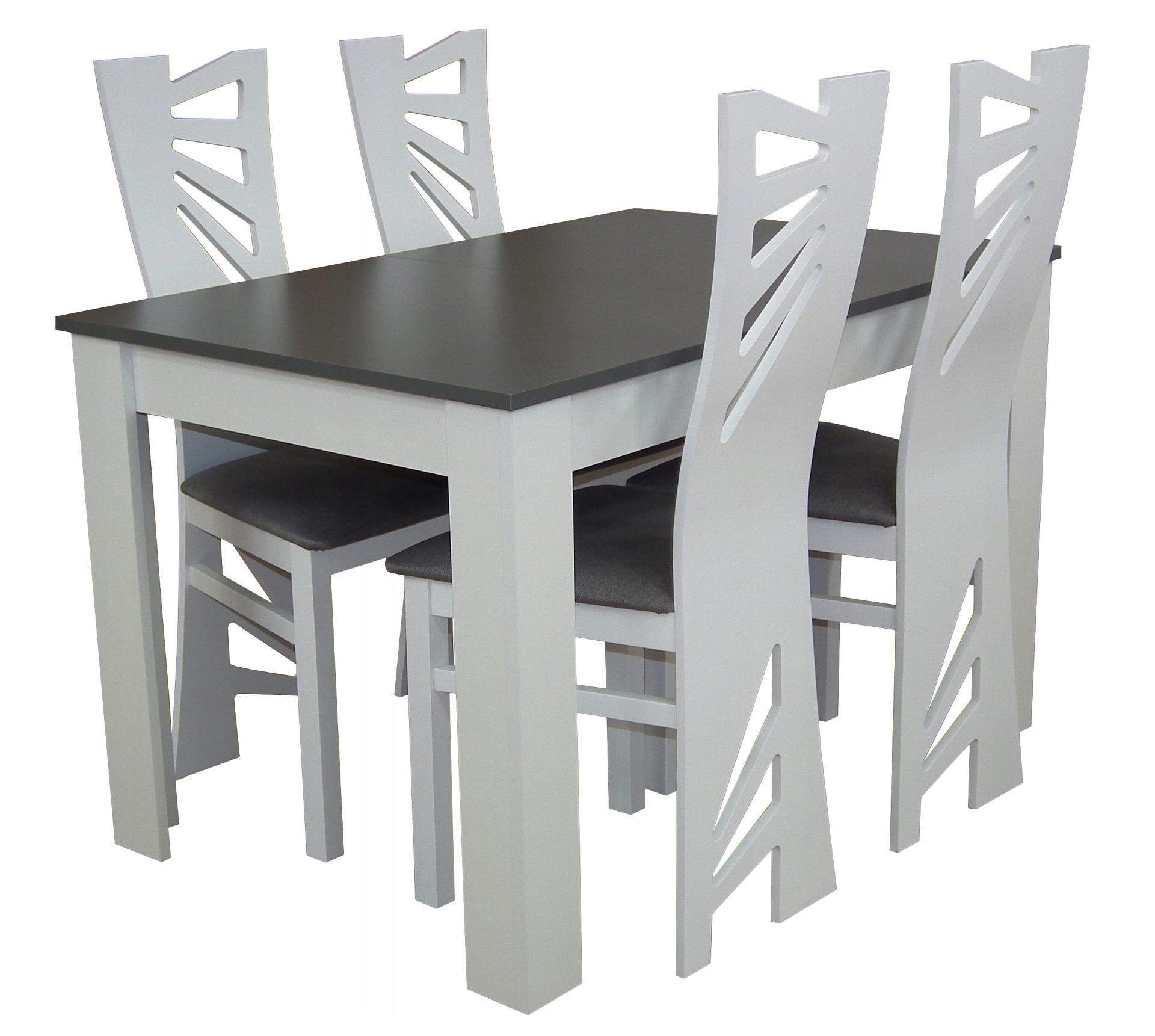 nieduży stół 70/120 do 165 + 4 krzesła Mewa