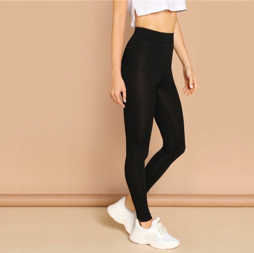W# Damskie LEGGINSY- bambusowe, długie CZARNE XL Rozmiar XL
