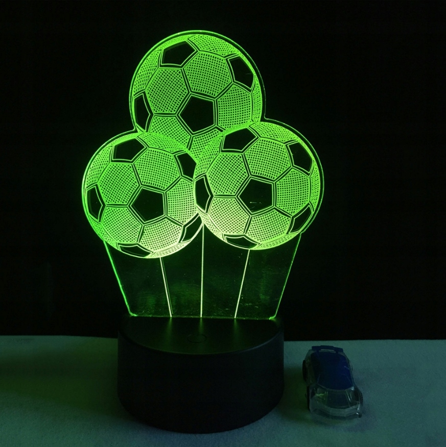 LAMPKA NOCNA 3D LED 3X PIŁKA NOŻNA PREZENT + PILOT Bohater / Bajka Inny