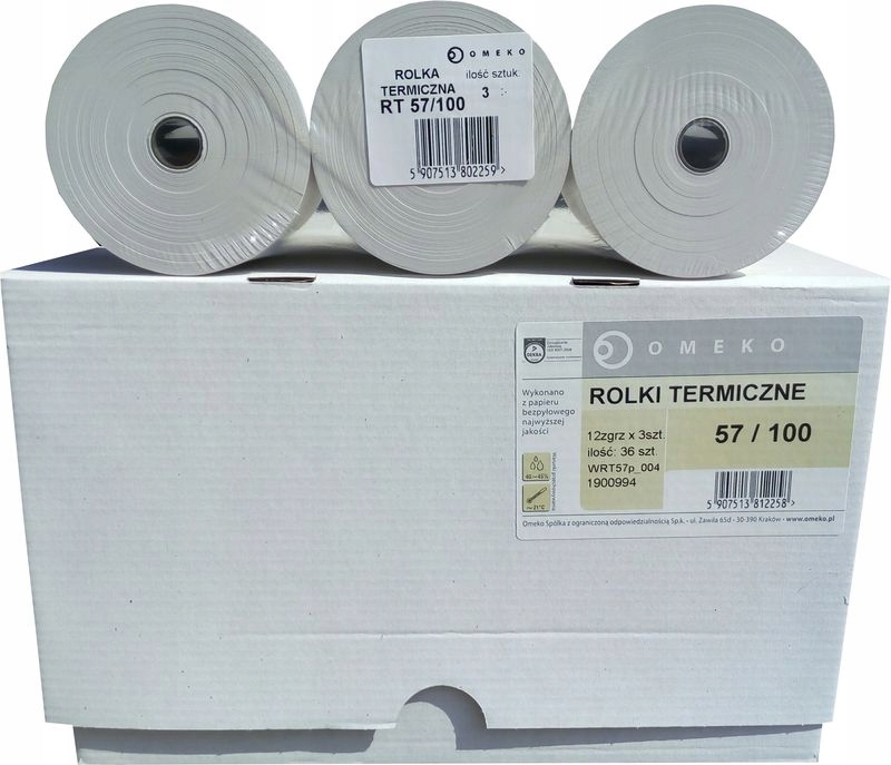 

Rolki Termiczne 57 X 100 Do Kasy Fiskalnej 3sztuki