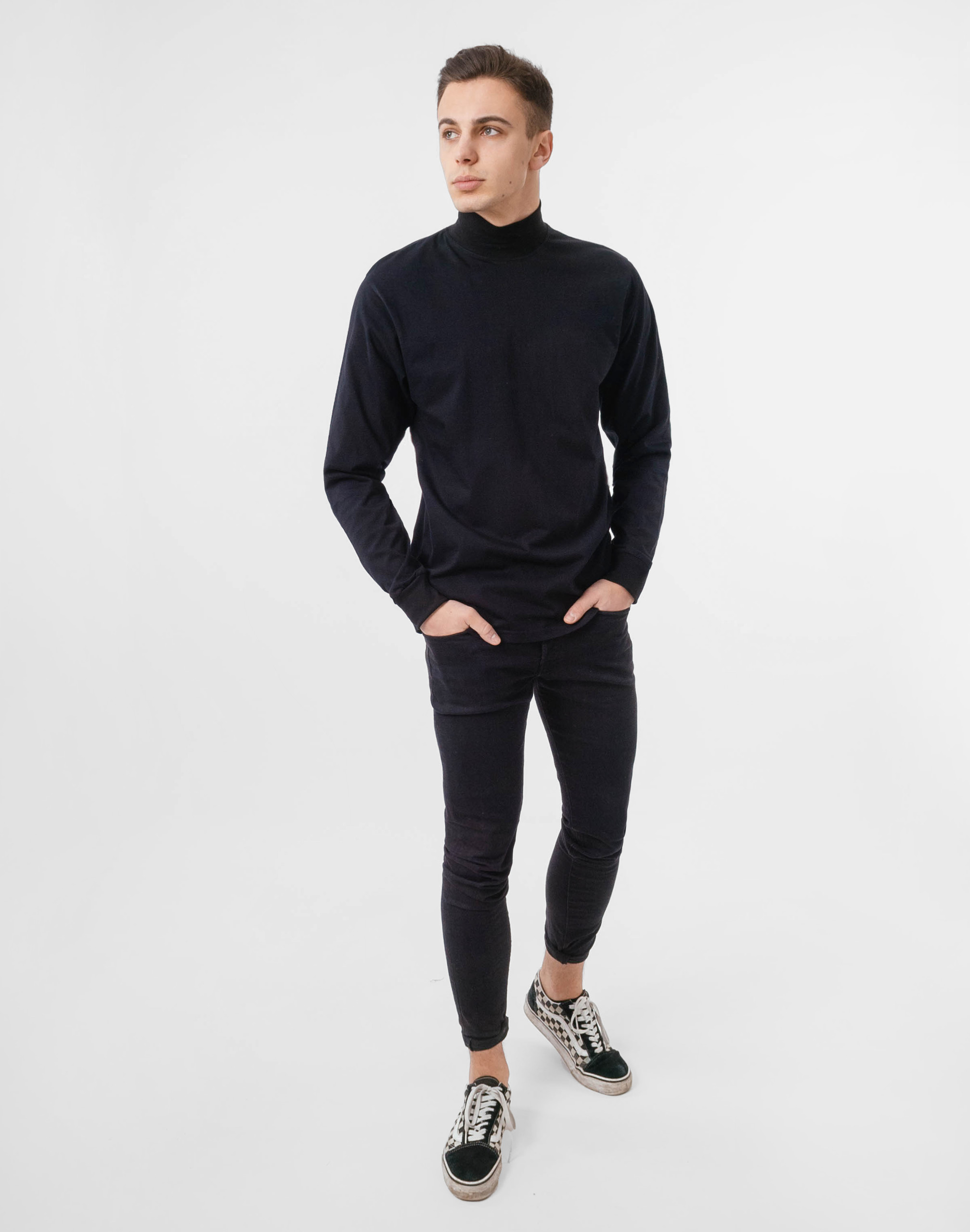 Półgolf męski cienki sweter golf ADAM r 6XL czarny Dekolt półgolf