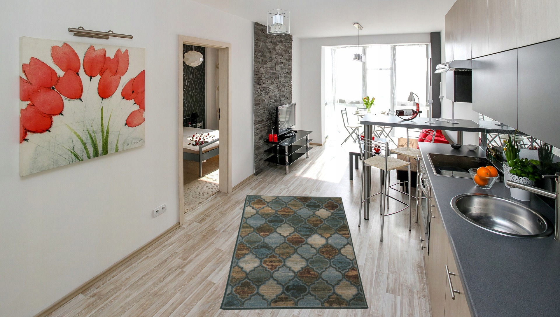 DYWAN CHODNIK PODGUMOWANY DO KUCHNI 80x150 cm Materiał wykonania poliester