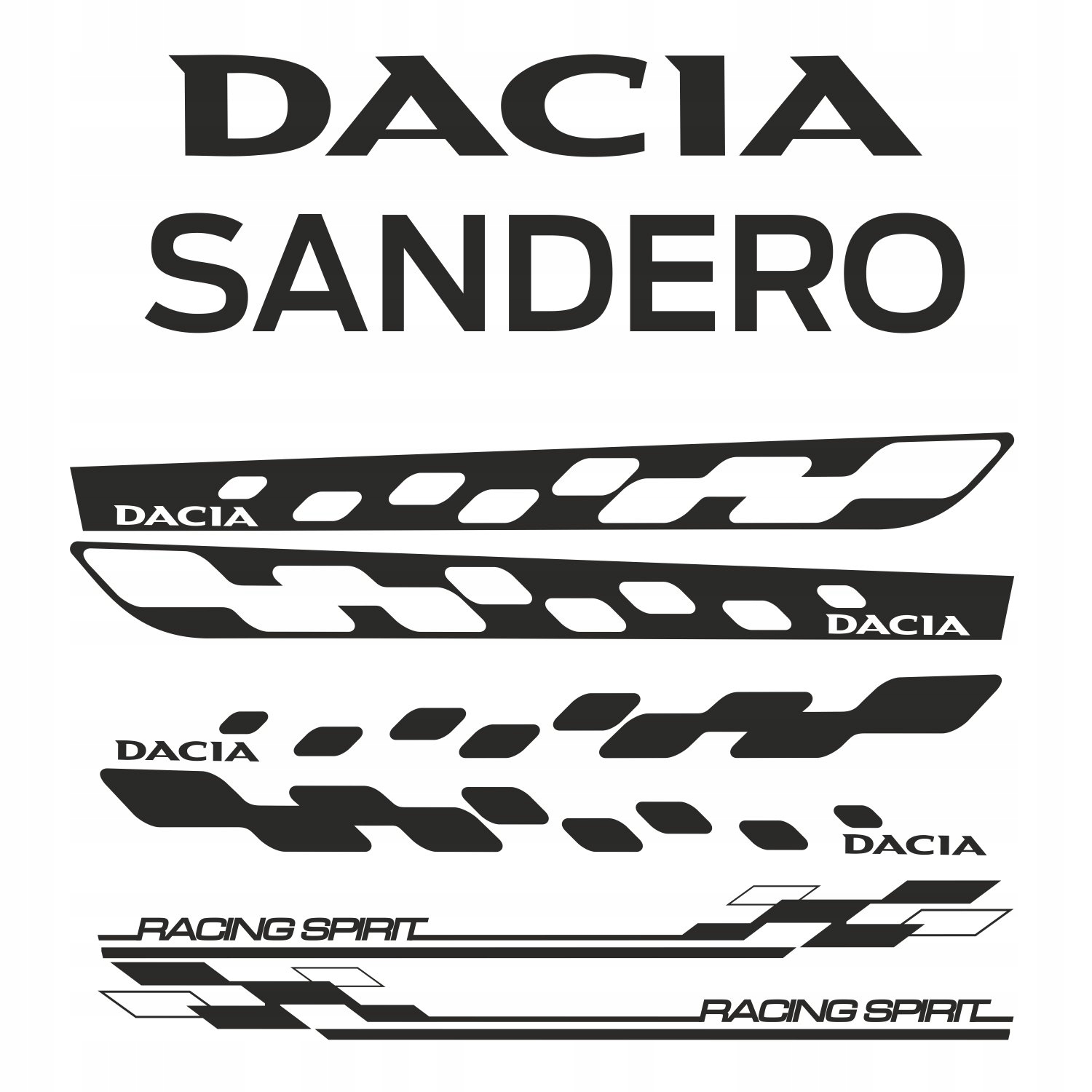 Naklejki Dacia Sandero pasy boki FOLIA DLUGOLETNIA