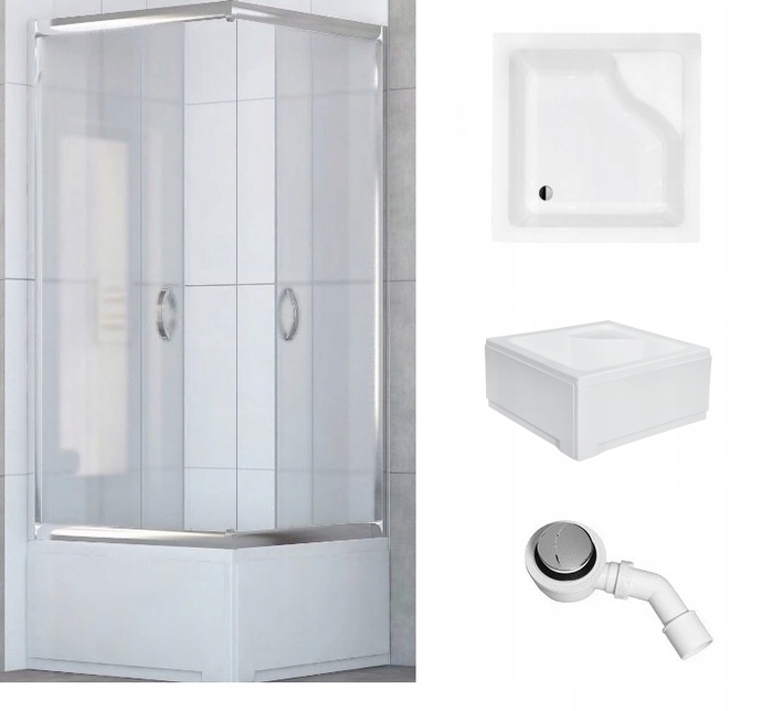 KABINA PRYSZNICOWA 90x90 MROŻONA GŁĘBOKI BRODZIK