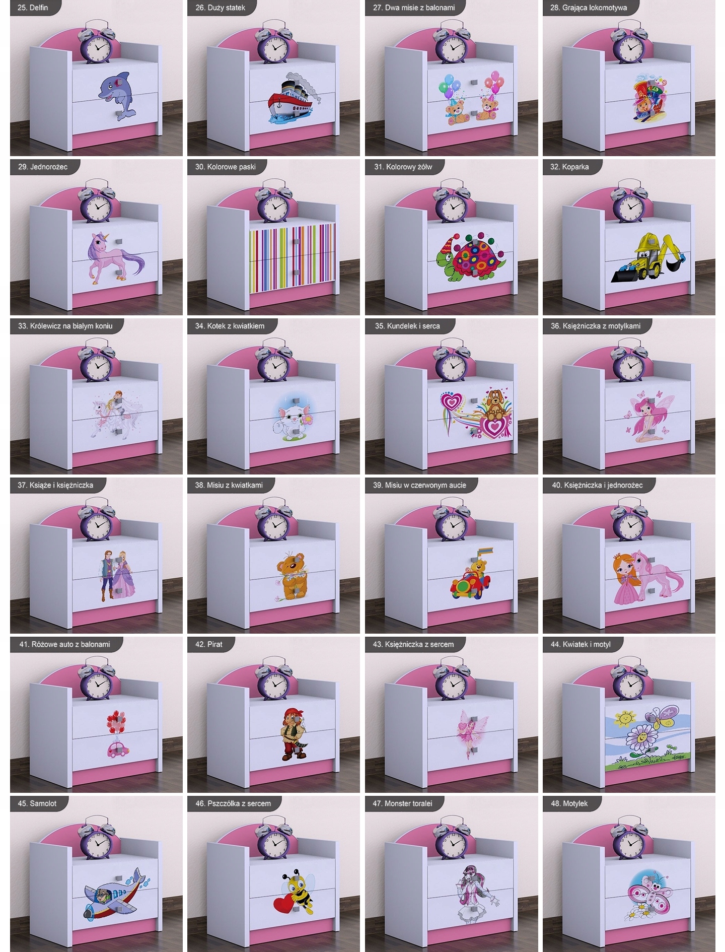 SZAFKA NOCNA HAPPY SZN01-RÓŻOWA-MEBELKI DZIECIĘCE Marka Happy Babies