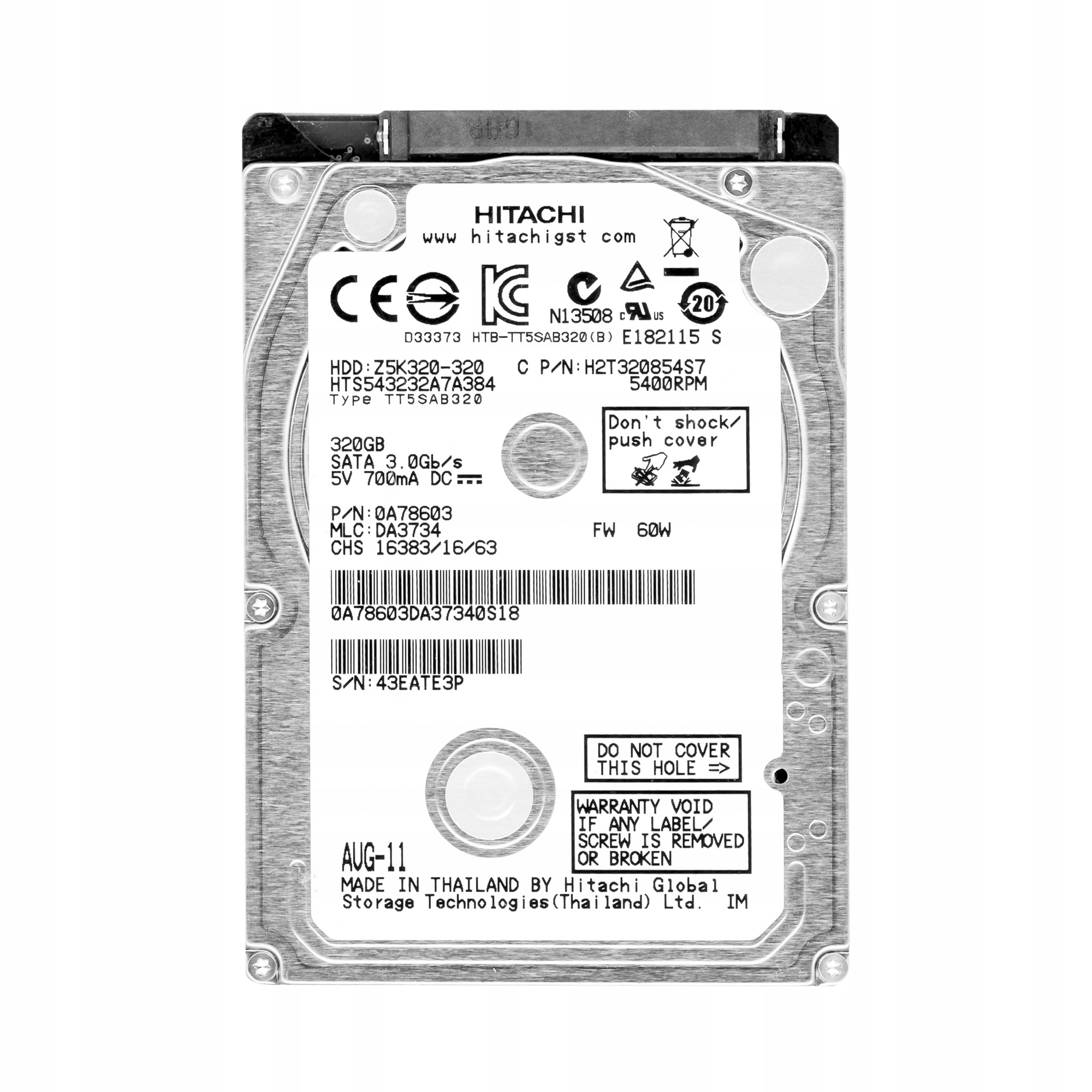 

Hitachi 320GB 5.4k Sata II 2.5'' HTS543232A7A384