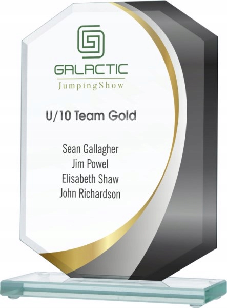 Obchodní skleněná soška s potiskem 18 cm 1 cm