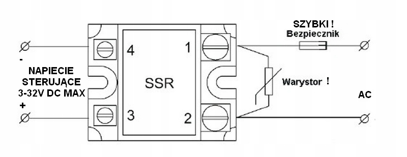 PRZEKAŹNIK PÓŁPRZEWODNIKOWY 40A DC-AC Symbol 40A DC-AC SSR