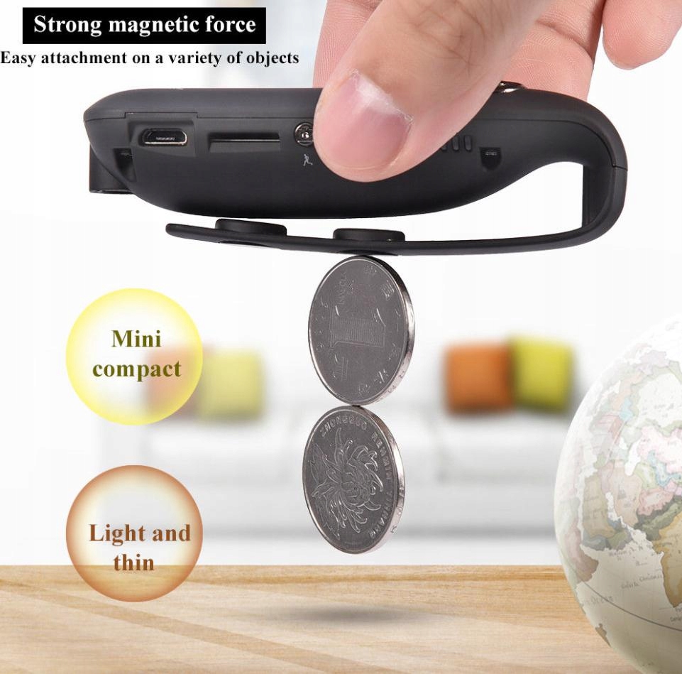 PROFESJONALNA Kamera nasobna MONITORING osobisy Nośnik danych SD