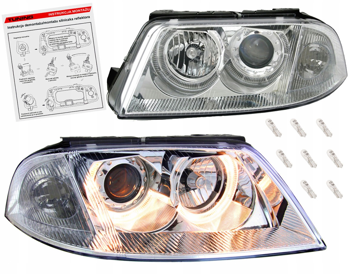 Vw Passat B5 Fl 3BG 00-05 Lampy světlomety Chrom kroužky čočkové H7 Depo