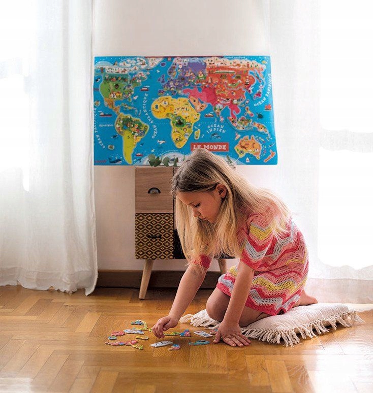 Janod Puzzle magnetyczne Mapa świata Liczba elementów 92