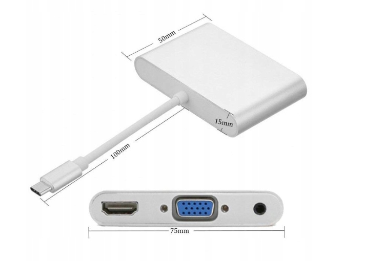 Kabel 3w1 ADAPTER Typ USB-C + USB 3.1 + HDMI 4K Marka Inna