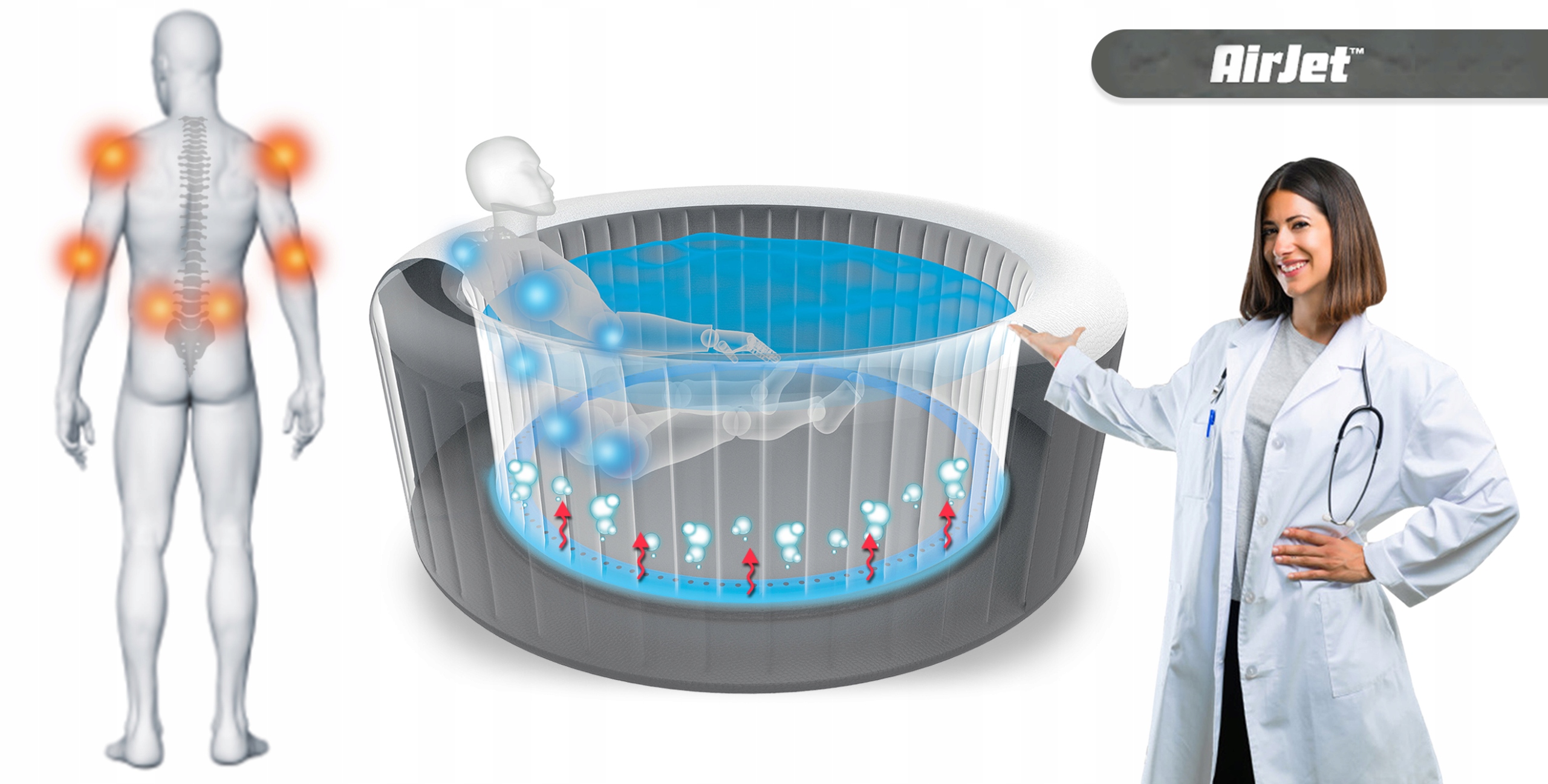 DMUCHANE SPA OGRODOWE 6-osobowe HYDROMASAŻ Bestway Ibiza Szerokość produktu 180 cm