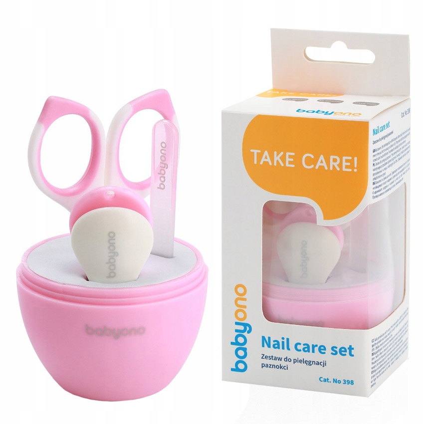 BABYONO ZESTAW KOSMETYCZNY DO PIELĘGNACJI PAZNOKCI + ETUI RÓŻOWY 398/02