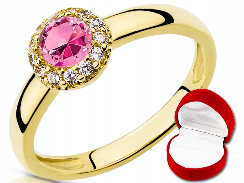 

Złoty Pierścionek Pink Cubic Zirconia 333 r 28