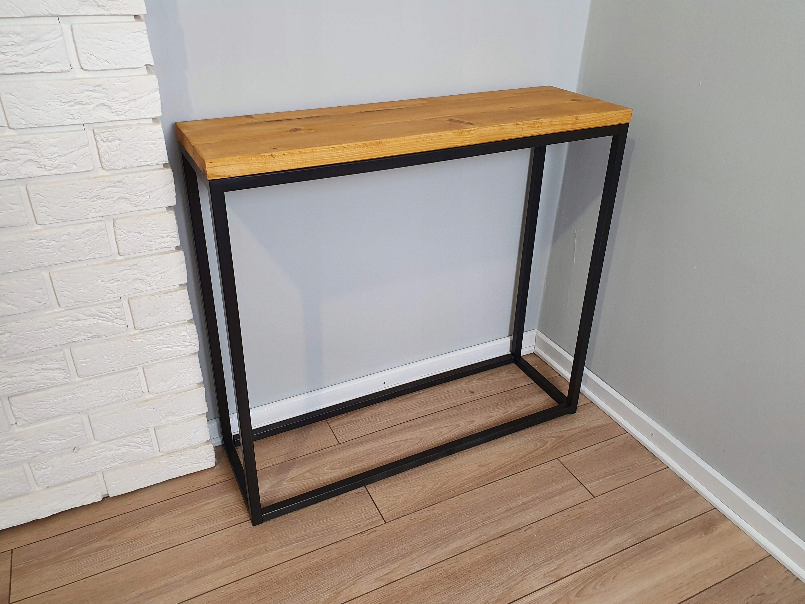 KONSOLA LOFT drewniany blat industrialny STOLIK Marka inna