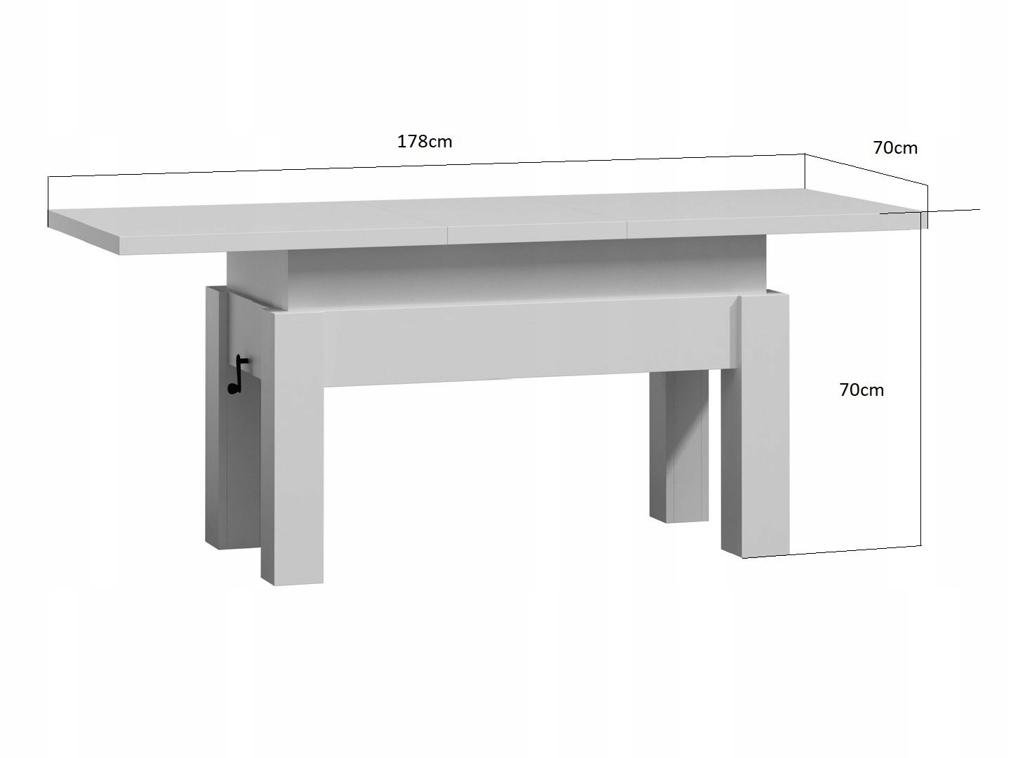 STOLIK ŁAWA PODNOSZONA Z PÓŁKĄ 140x70 DĄB CANYON Materiał płyta laminowana