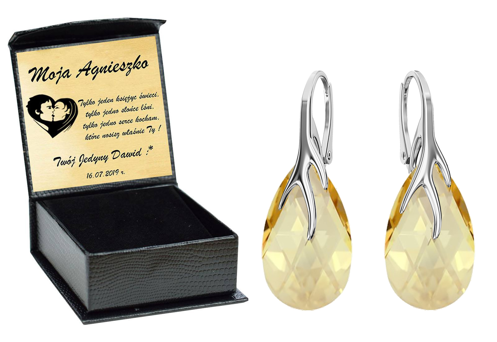 

Drapieżne Kolczyki Swarovski Srebro 925 Grawer