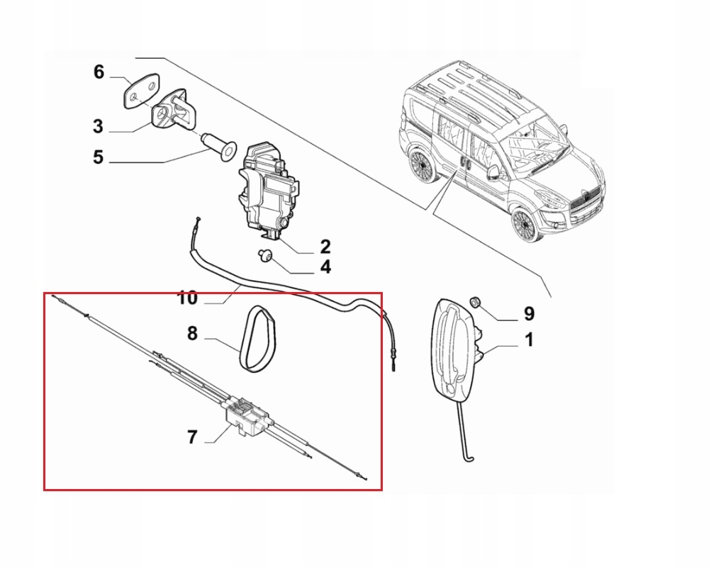 51892696 - Трос замку розсувних дверей Fiat Doblo 09-15