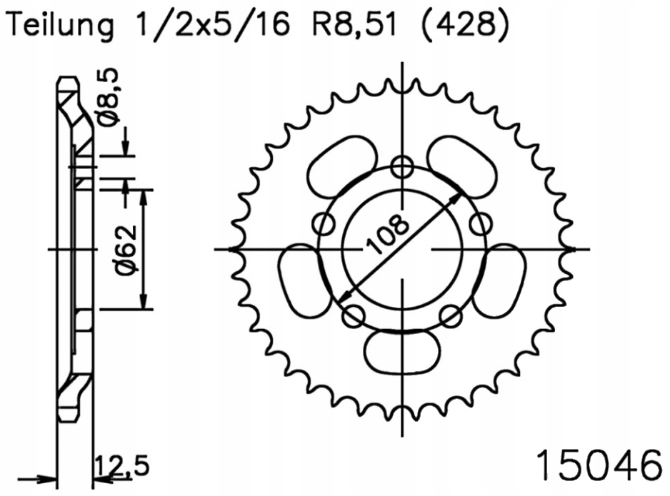 Zadní ozubené kolo 428 Esjot 49Z Mz/muz Rt 125 00-06