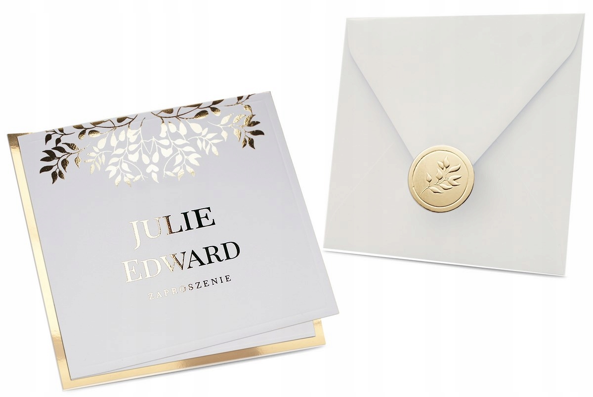 ZŁOTE GLAMOUR ZAPROSZENIA ŚLUBNE ZŁOCONE SREBRNE