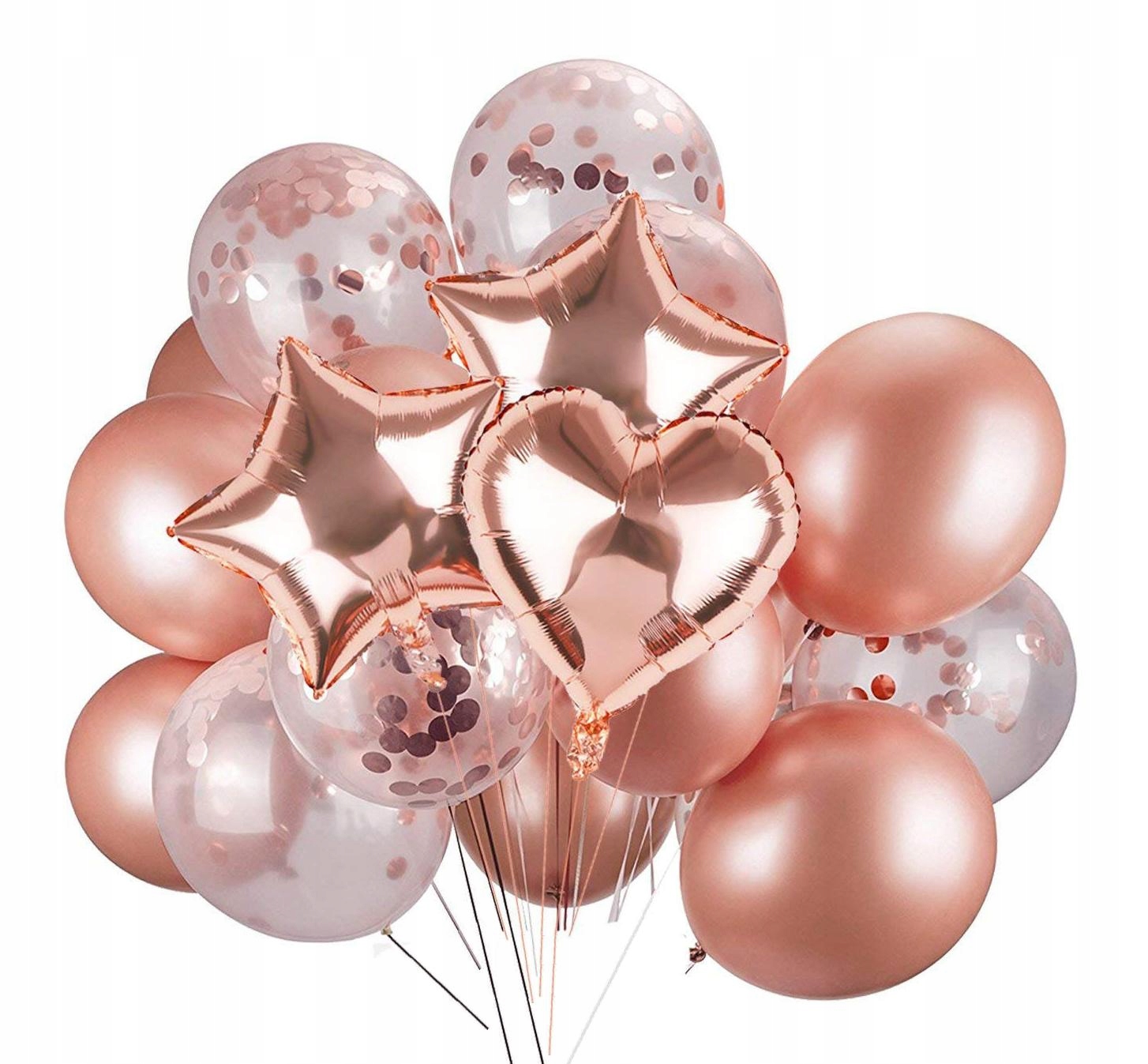 

zestaw rose gold mix balony serca różowe złoto S00