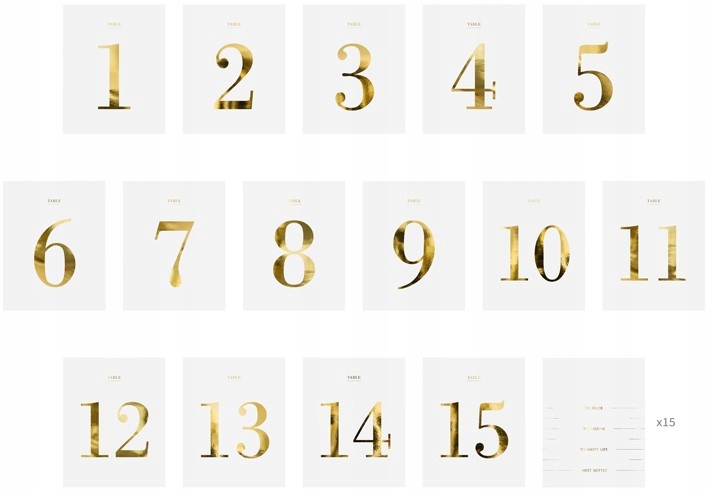 

Numery na stół - zestaw naklejek, 9,5x12cm / 30szt