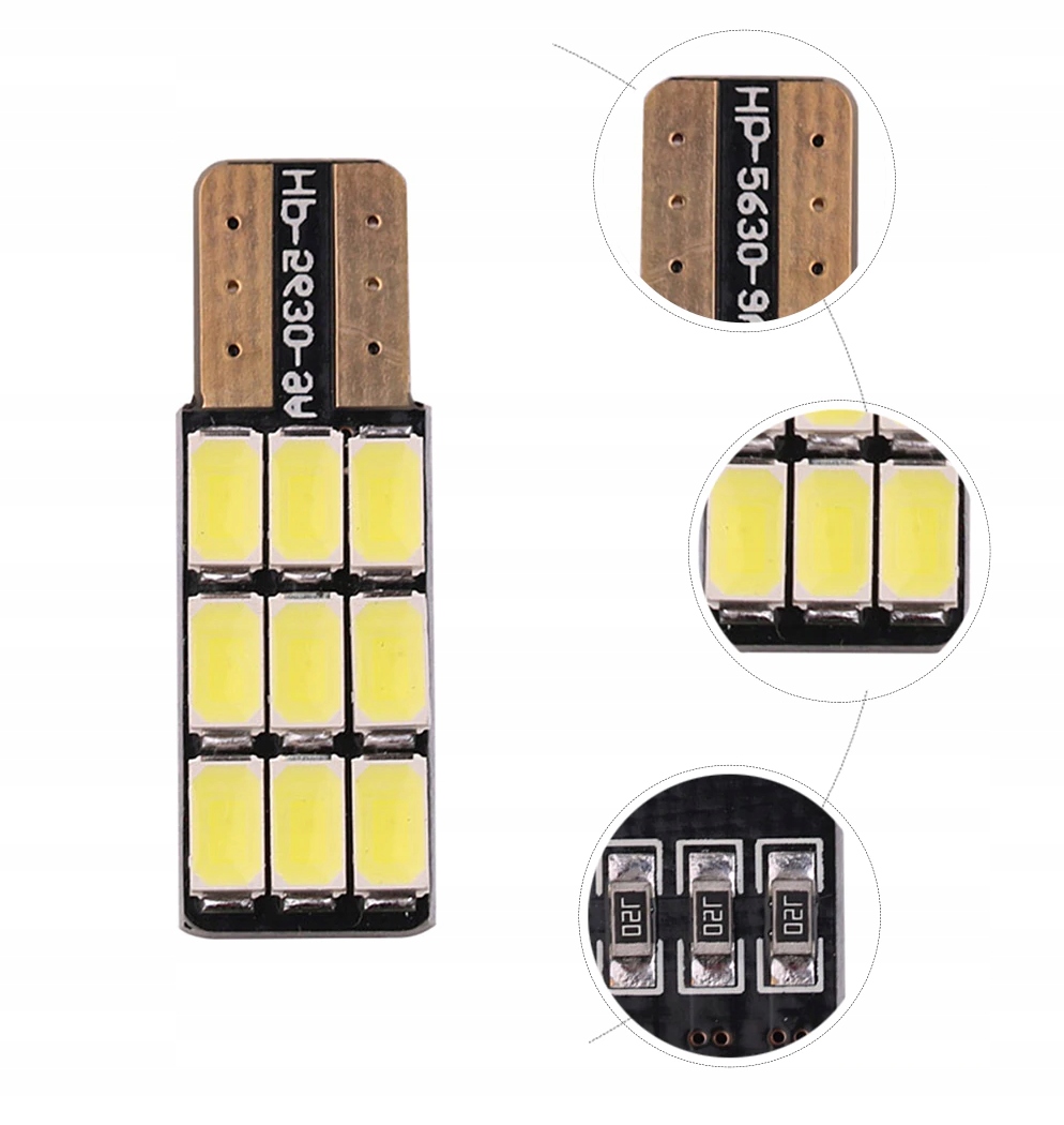 ŻARÓWKA LED 9 SMD 5630 W5W T10 CANBUS BIAŁA BOCZNA Producent inny