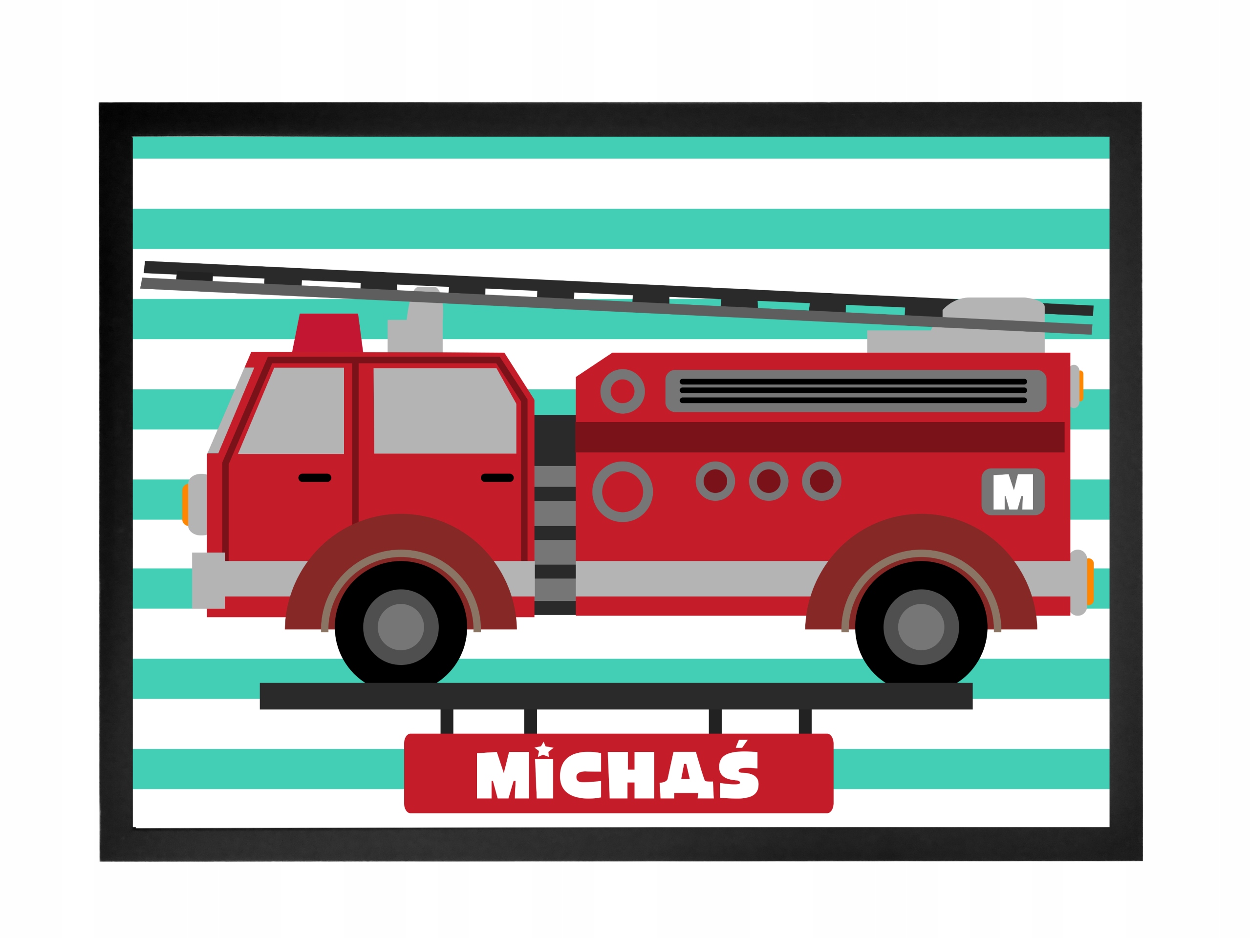 PLAKAT A3 POJAZDY PREZENT DLA DZIECKA W RAMCE IMIĘ