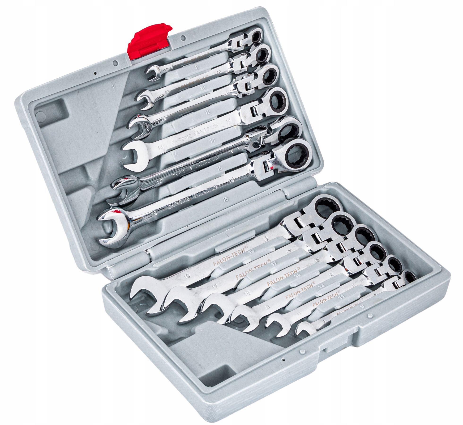 KLUCZE PLASKO OCZKOWE Z GRZECHOTKA LAMANE 8 19 12E Number of Elements sets