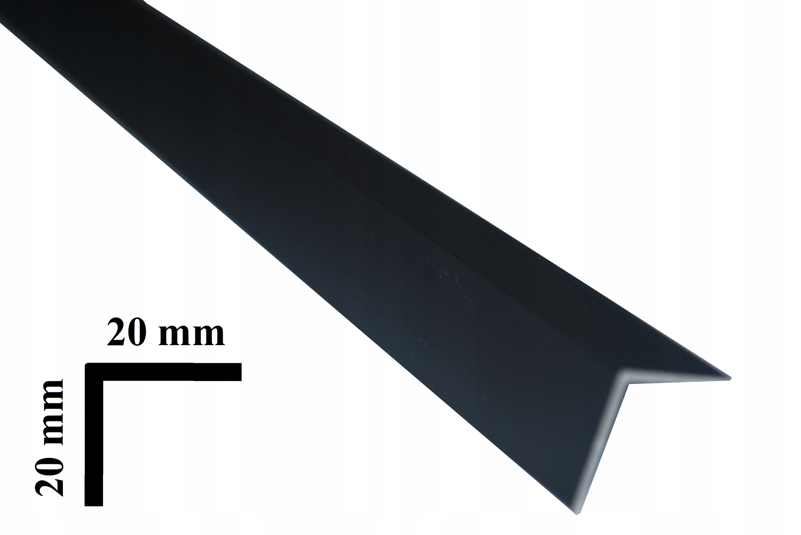 PROFIL KĄTOWY 20/20 do glazury płytek CZARNY mat