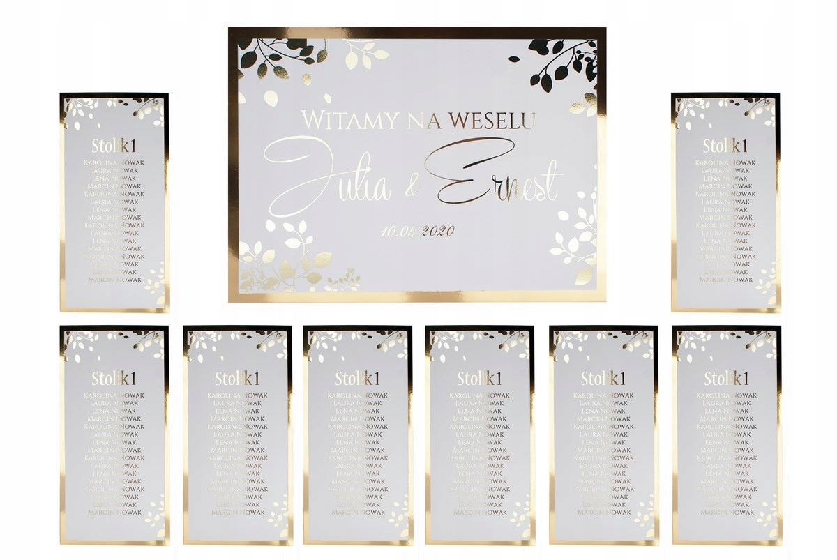 ZŁOCONY PLAN STOŁÓW SREBRZONY złoty srebrny