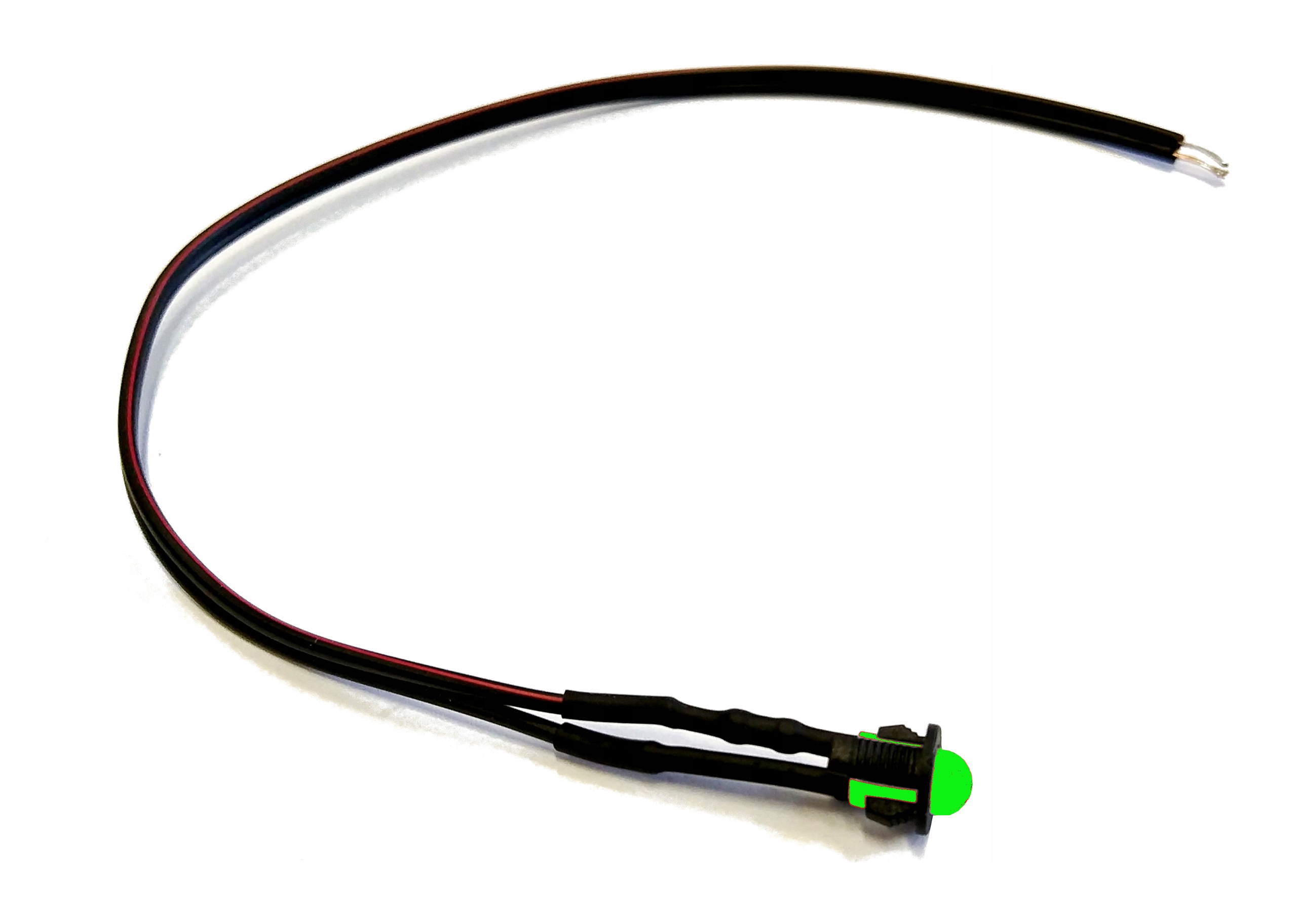 

Dioda Led 5mm 12V zielona przewód 20cm oprawka 6mm