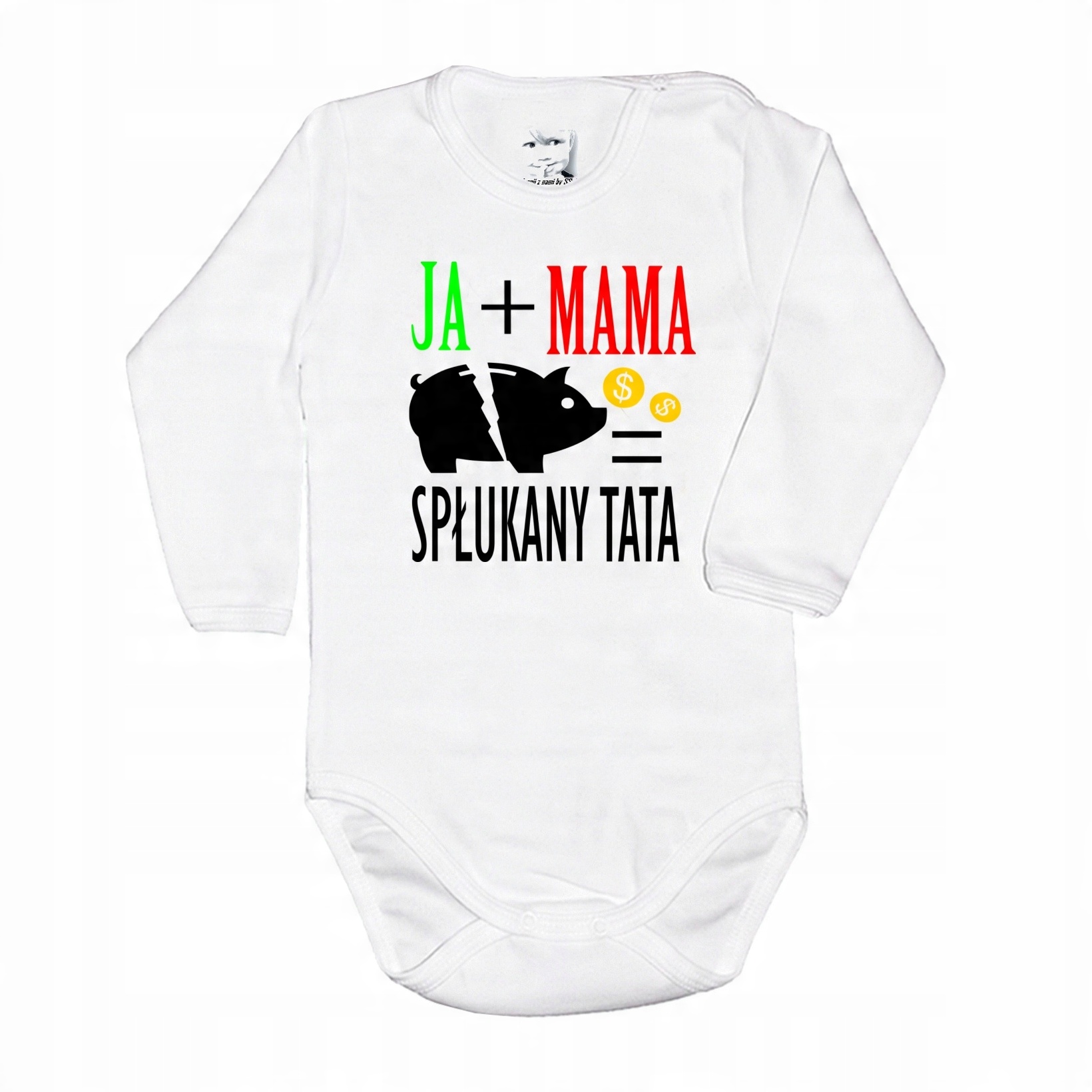 

Body 68 długi rękaw nadruk Ja+mama=spłukany Tata