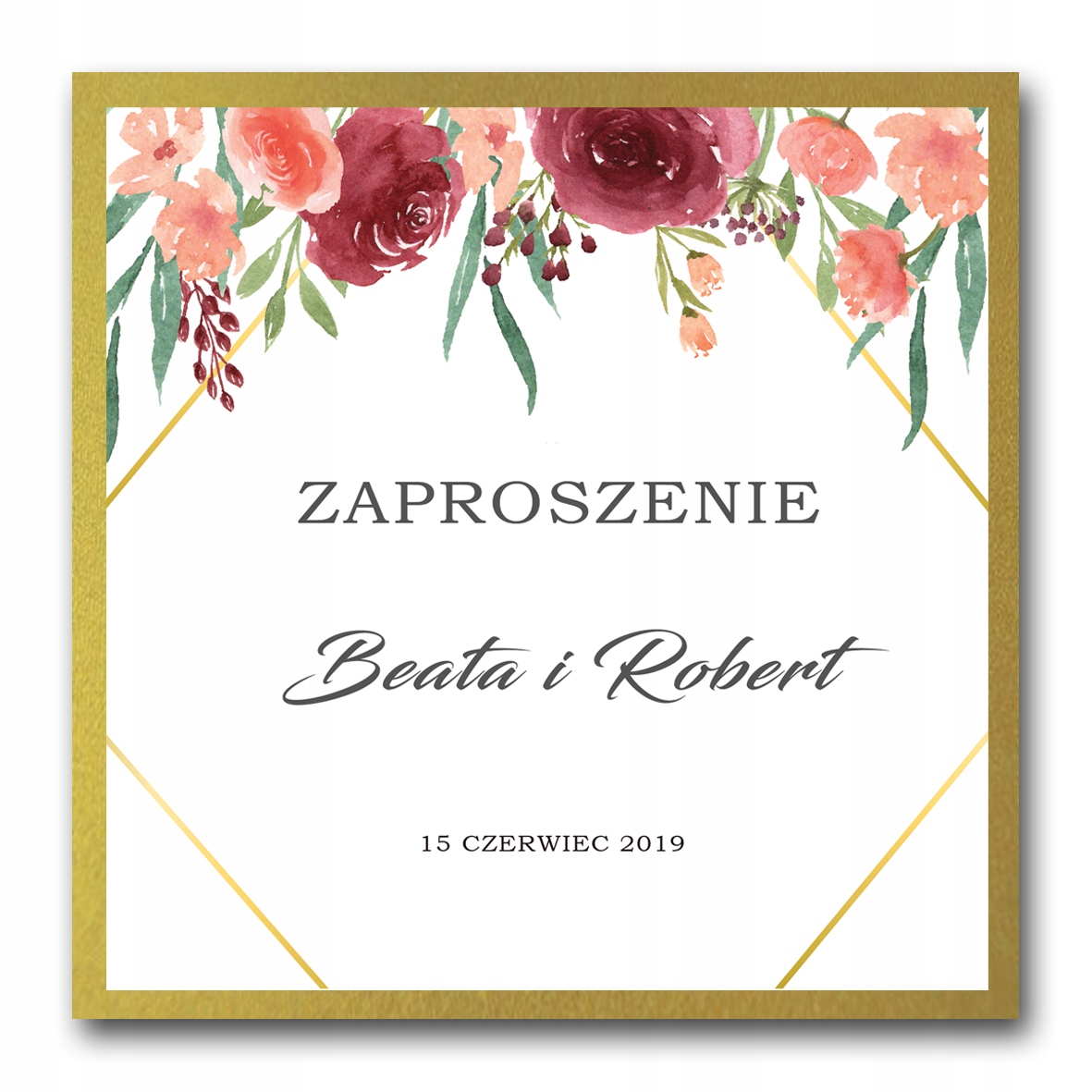 Zaproszenia Ślubne brokatowe metalizowane