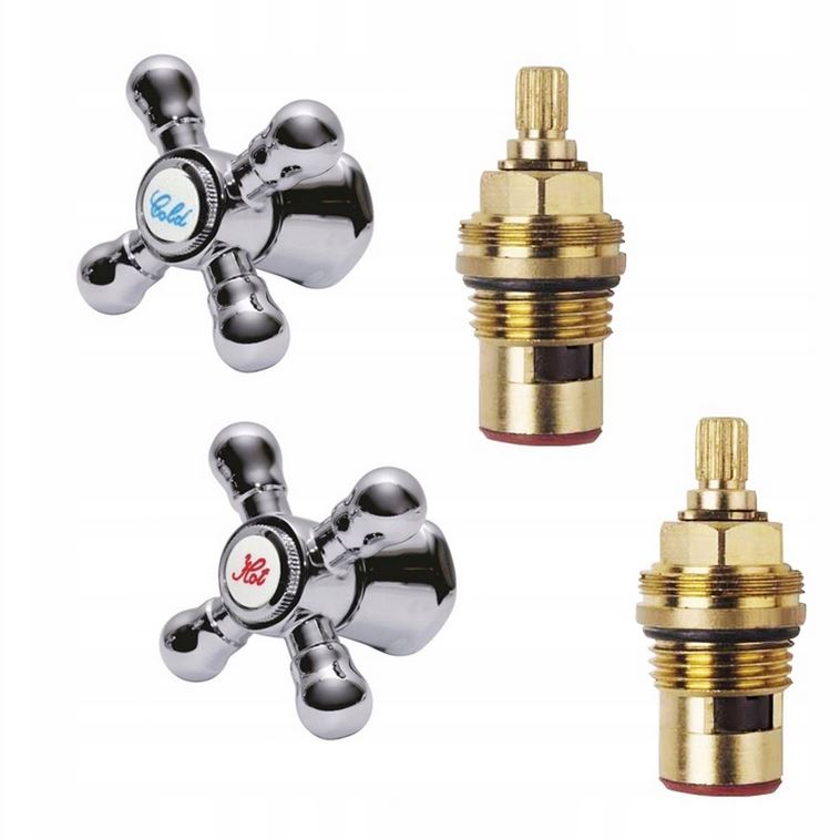 POKRĘTŁA DO BATERII RETRO METALOWE + GŁOWICE CERAMICZNE+ŚRUBKI