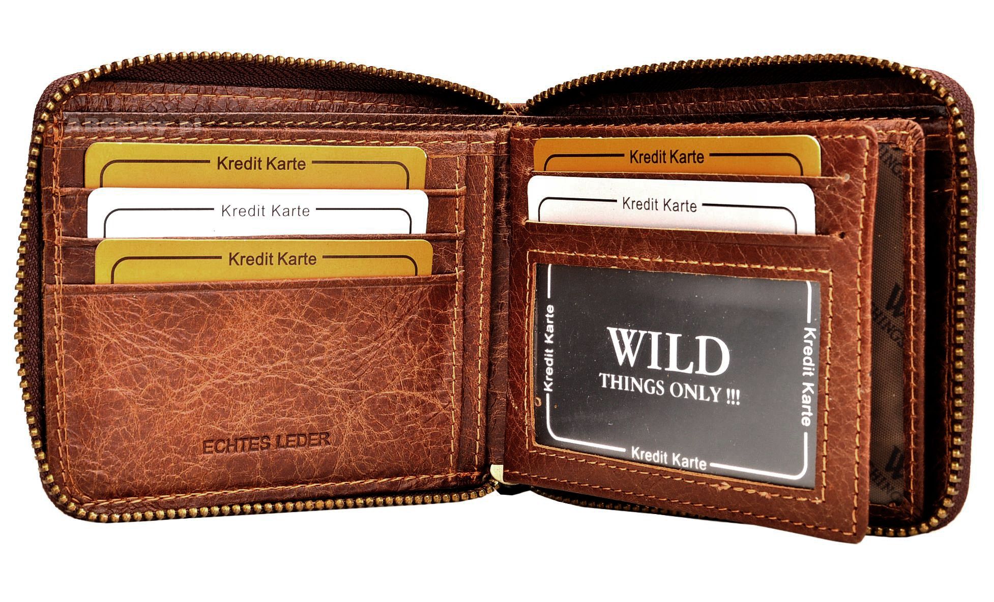 Hnědá pánská peněženka se zipem Vysoká Kvalita Mládežnická peněženka Wild Things Only