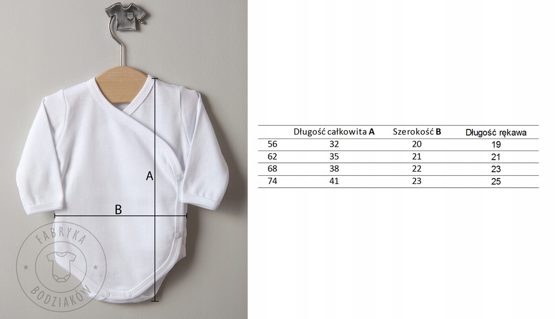 BODY BIAŁE DŁUGI rękaw 56 rozpinane KOPERTOWE Rozmiar 56