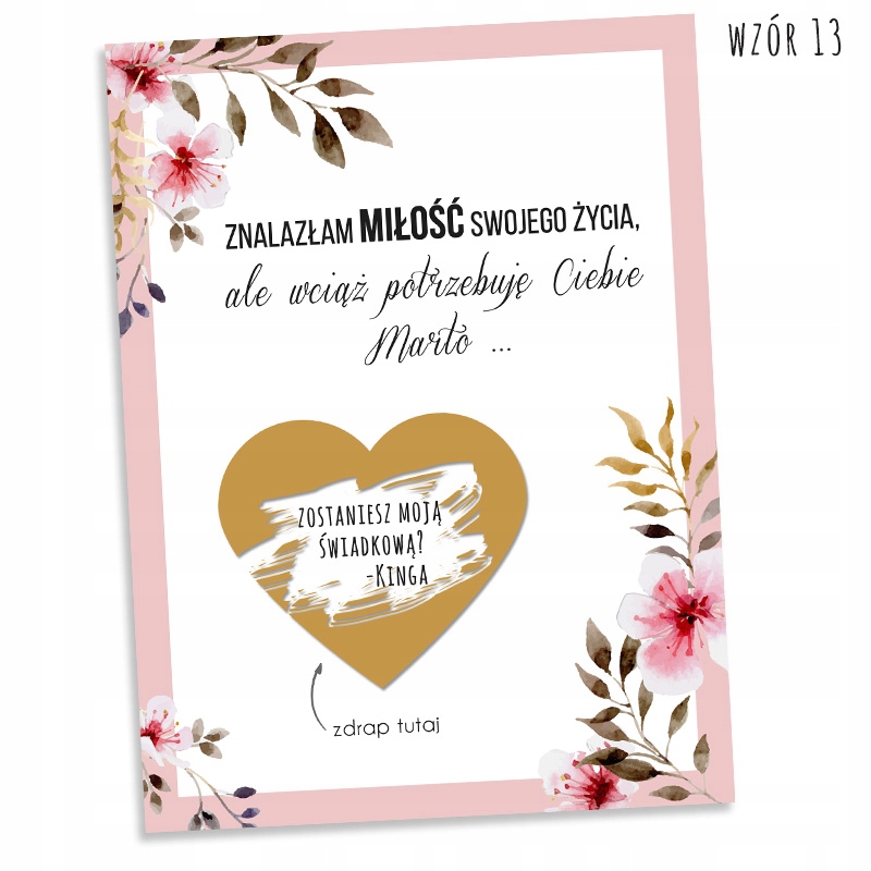 KARTKA ZDRAPKA - zostaniesz moją świadkową