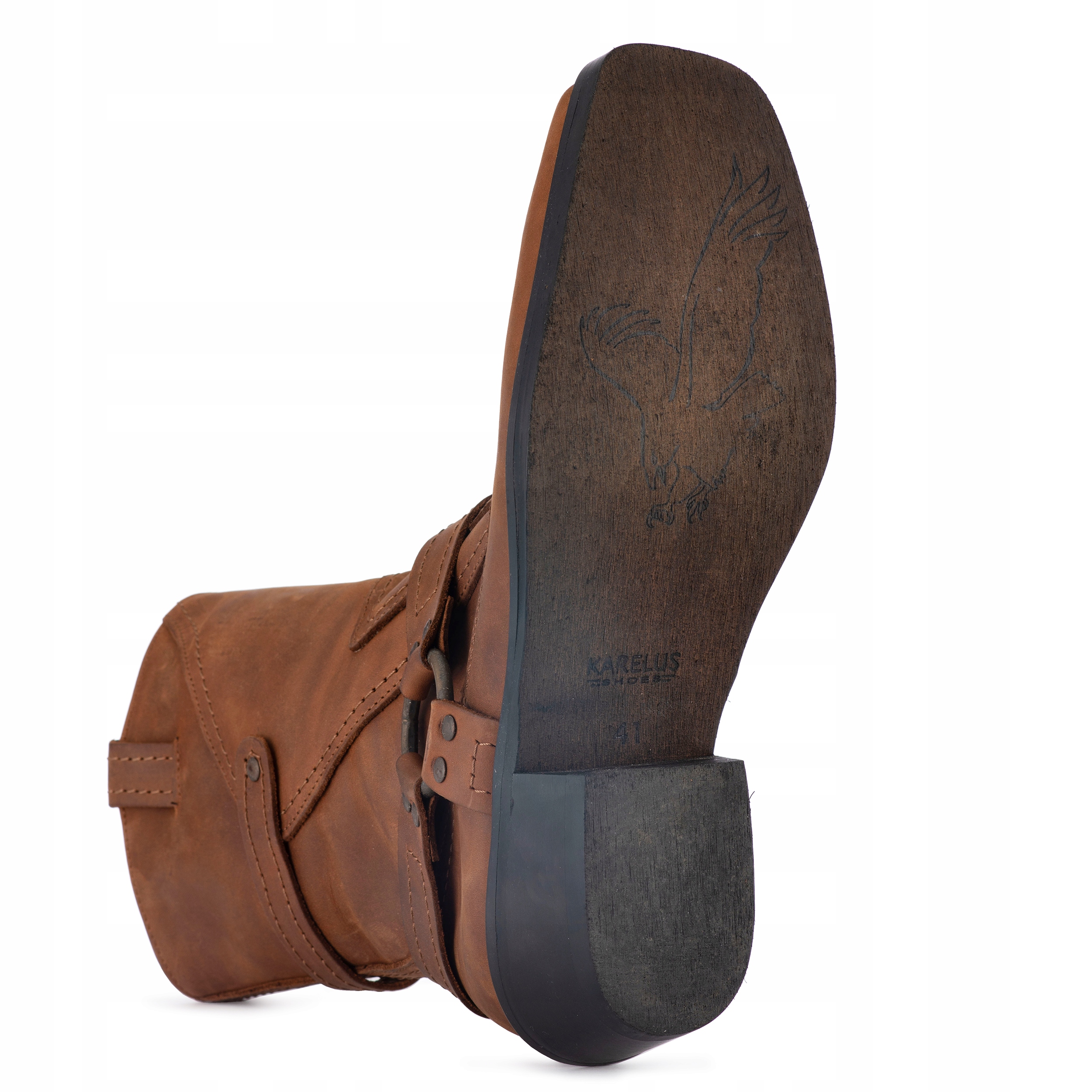 Wysokie KOWBOJKI MOTOCYKLOWE model K-997 Skóra Oryginalne opakowanie producenta pudełko