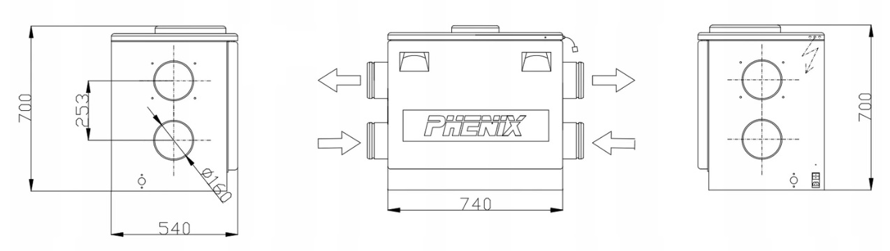 REKUPERATOR CENTRALA WENTYLACYJNA PHENIX EC 400 EAN (GTIN) 7416355852226