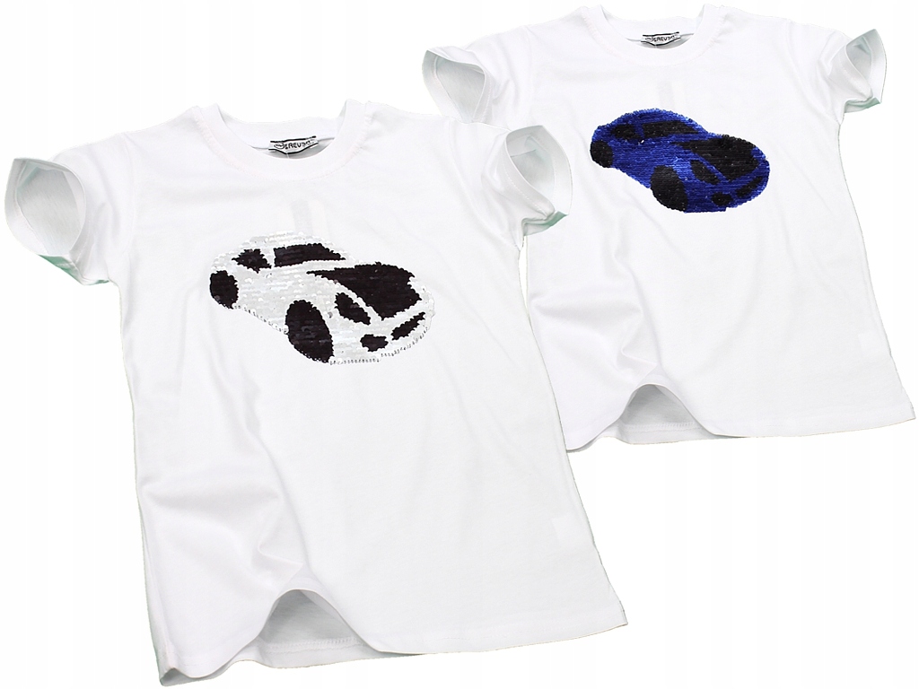 

Bluzka T-shirt Samochód Auto Magiczne Cekiny 140