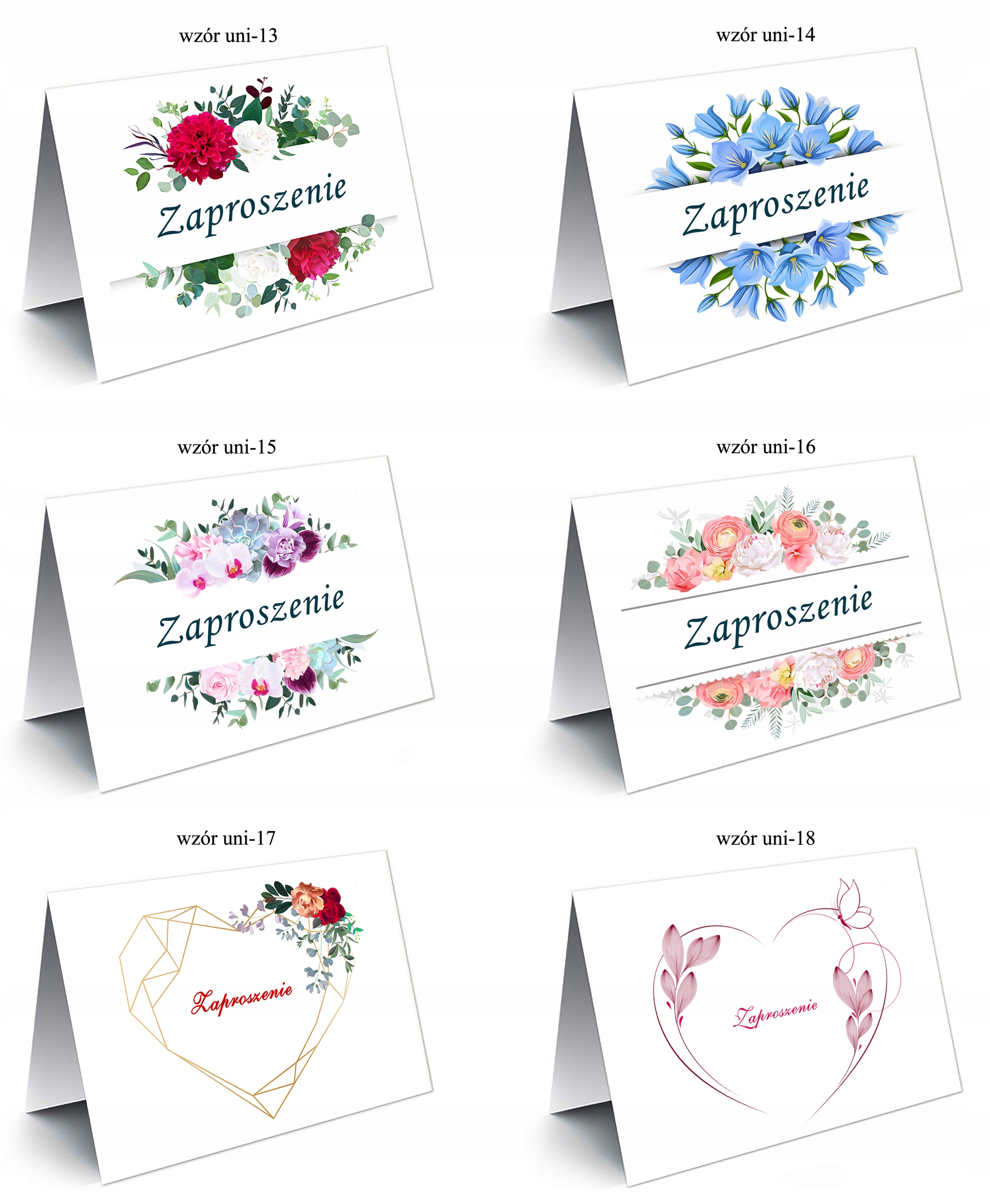 ZAPROSZENIA UNIWERSALNE - DUŻO WZORÓW Kształt prostokątny