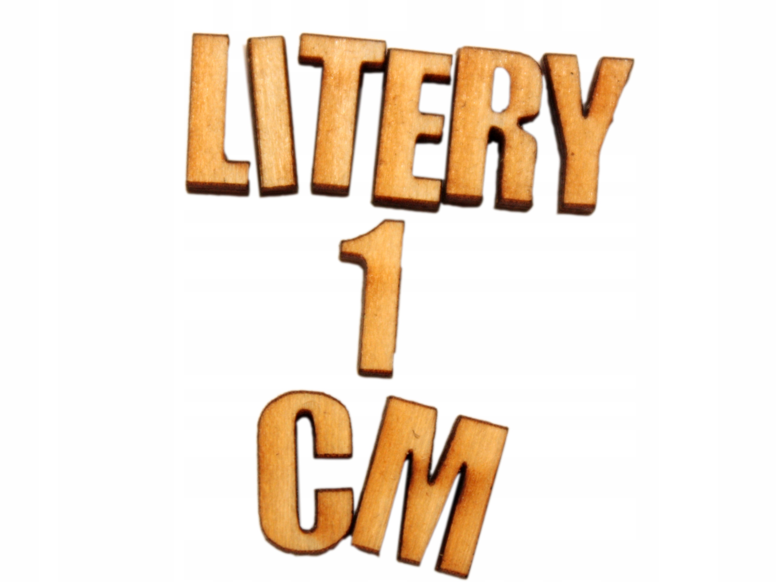 Litery I Cyfry 1cm sklejka do decoupage 9 szt.